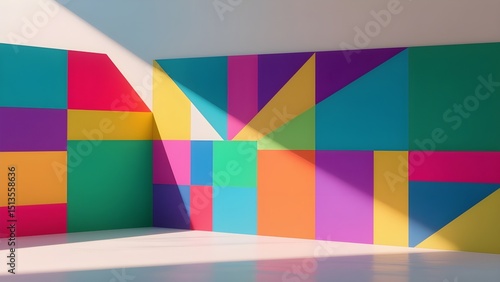 Abstract geometric colorful square cube pattern design. AI-generated image