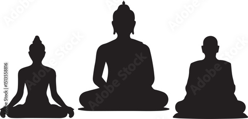 Three Buddha Silhouettes in Meditation Pose