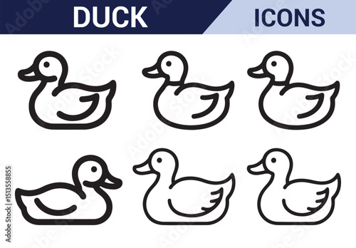 Fototapeta Hand-Drawn Duck Icon Set - A collection of simple duck icons for wildlife, farm, and nature-themed designs