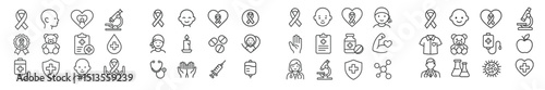 Health and wellness icons representing various medical and support initiatives for community awareness and education