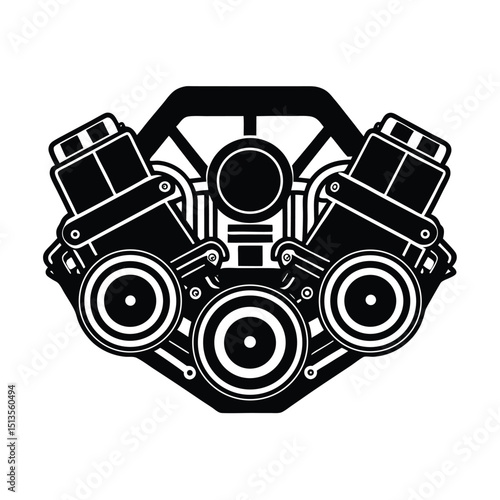 Twin Turbo V6 with Serpentine Belts Design