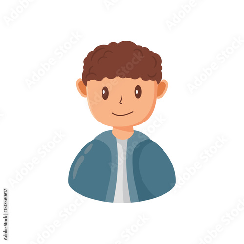 A flat-style male avatar illustration featuring a smiling young man with brown hair.