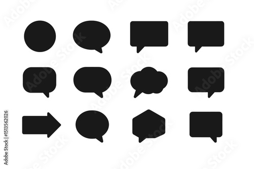 Collection of various speech bubbles and graphic elements designed for communication and conversation in digital contexts