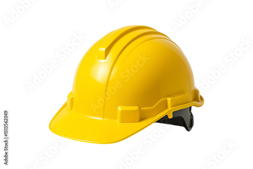 Yellow construction helmet isolated on transparent background. High-resolution safety gear for engineering, building industry, or workplace safety design projects, clipping path