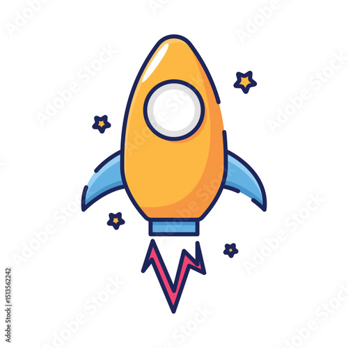 A vibrant rocket icon symbolizing startup launch, innovation, and ambitious business growth