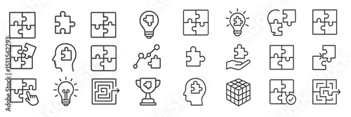 Various puzzle icons representing problem-solving, creativity, and achievement in design and technology contexts