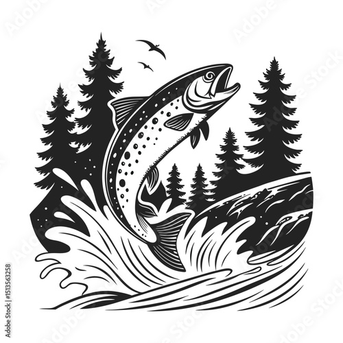 Aggressive Bass Fish Drawing  Perfect for Angler Shirts