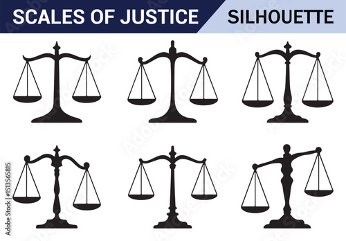 Set of black and white justice scales, symbolizing equality and balance in the legal system.