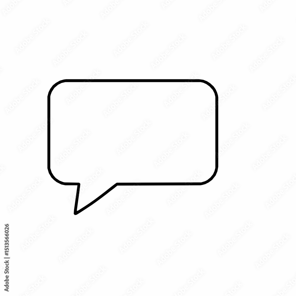 Simple black and white outline of a speech bubble on a pure white background suitable for various communication concepts Simple black and white outline of a speech bubble on a pure white background suitable for various communication concepts