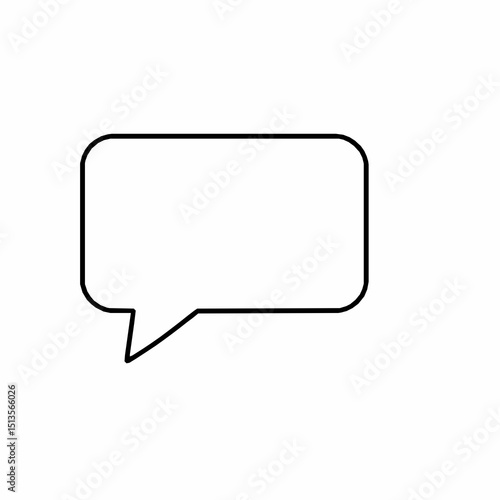 Simple black and white outline of a speech bubble on a pure white background suitable for various communication concepts
