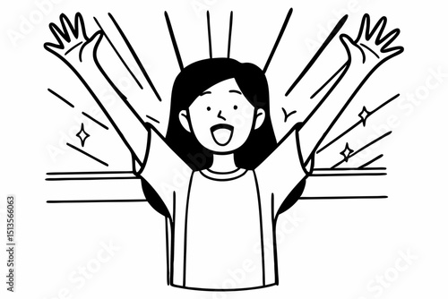 Image of excited screaming young woman standing isolated over background. Looking camera
