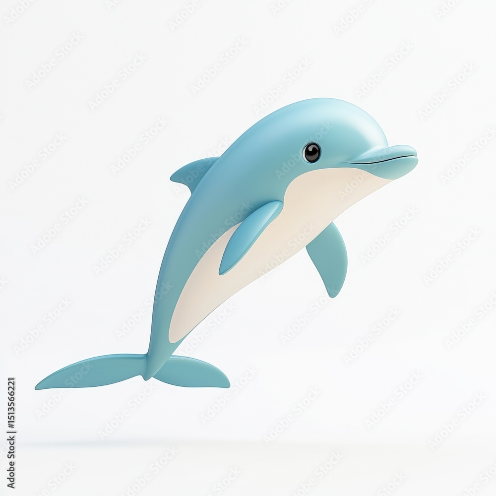 Fototapeta premium Adorable 3d cartoon dolphin leaping playful aquatic mammal