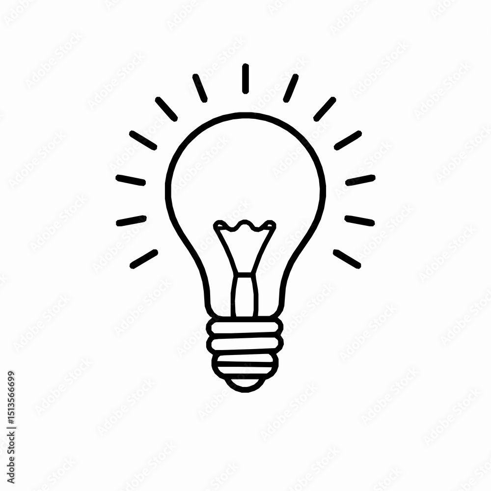 Simple black and white illustration of a lightbulb symbolizing ideas innovation and bright thoughts for various creative projects Simple black and white illustration of a lightbulb symbolizing ideas innovation and bright thoughts for various creative projects