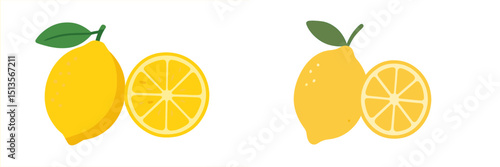 Fresh lemons displayed on a clean white background showcasing vibrant colors and textures of citrus fruit slices