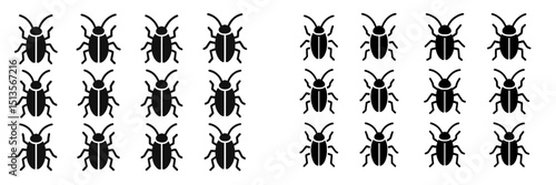 Intricate arrangement of black insect silhouettes on a plain background showcasing various designs