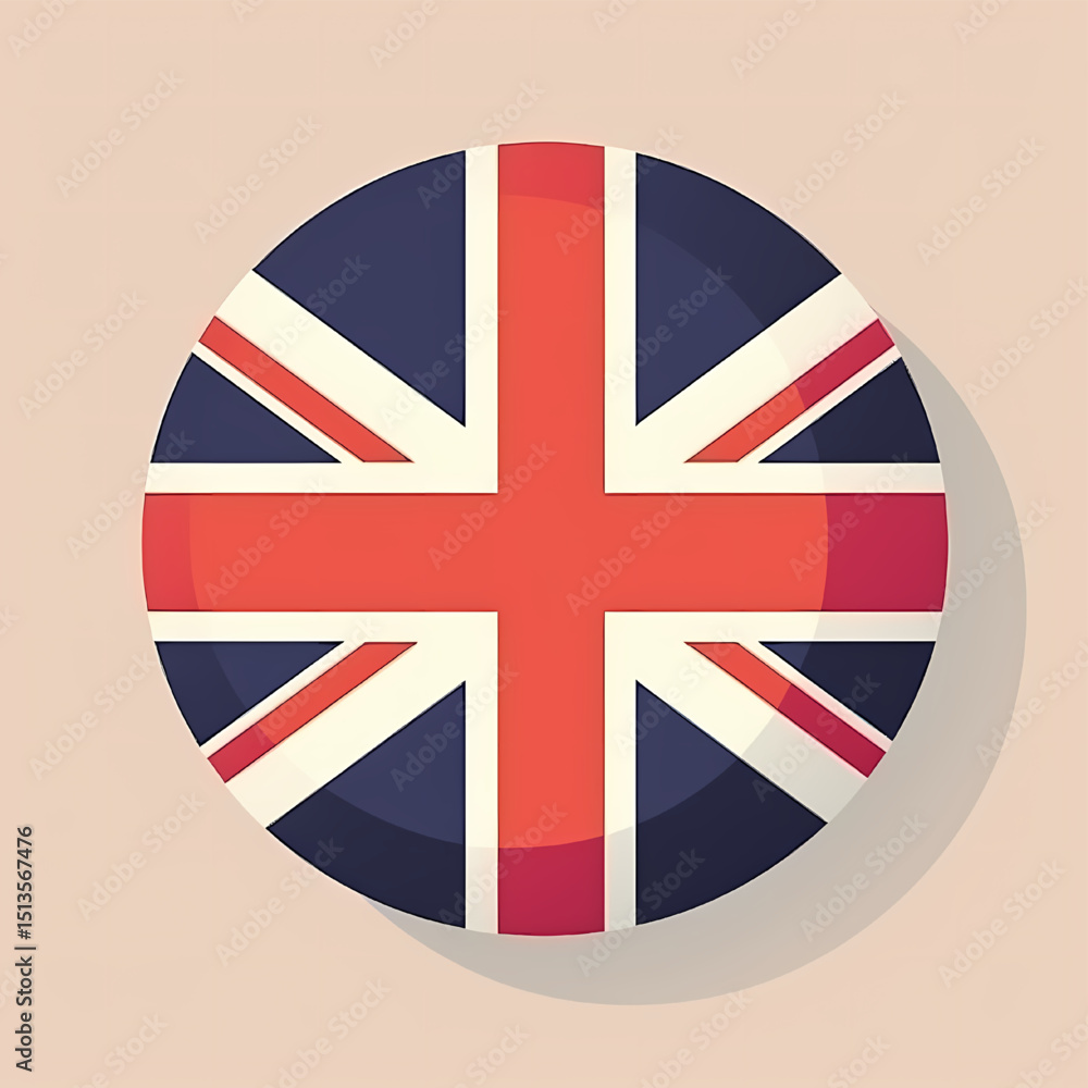 Obraz premium United Kingdom Flag Emblem: A simple, yet striking, representation of the Union Jack, the national flag of the United Kingdom, presented as a bold and clean emblem.