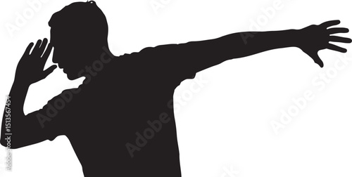 Silhouette of a Man Protecting His Face and Reaching Out