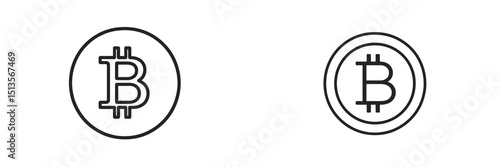 Symbolic representation of cryptocurrency with distinctive bitcoin logos designed in a minimalist style