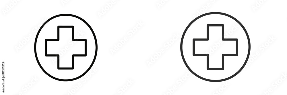 Symbols representing medical assistance in a simple, minimalist style on a clean background Symbols representing medical assistance in a simple, minimalist style on a clean background