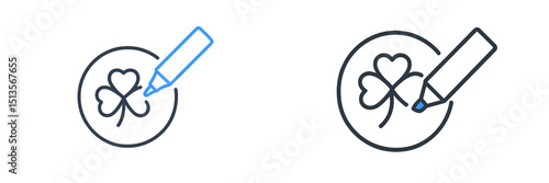 Drawing a clover design with a marker on a simple background at daylight