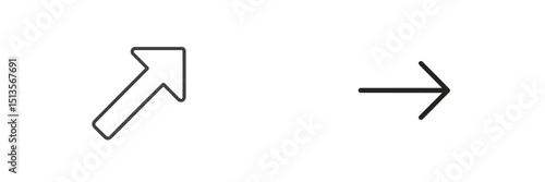 Directional arrows indicating movement to the right and upward for guidance in navigation and design