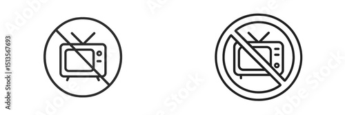 Signs indicating no television use in a communal space during evening hours