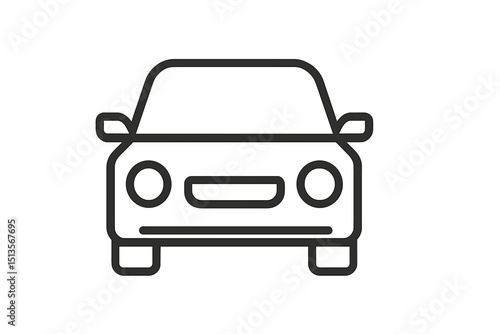 Outline of a car with simple design on a white background showcasing minimalistic style and modern aesthetics
