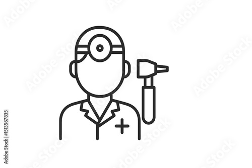 Healthcare professional prepares to examine a patient in a clinical setting using an otoscope during a routine check-up