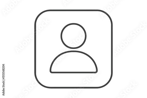 Icon representing a user profile with a minimalistic design displayed on a white background