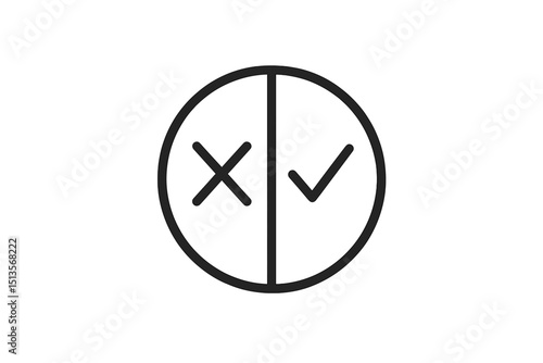 Symbol of choice representing approval and disapproval in a simple design on a clean backdrop