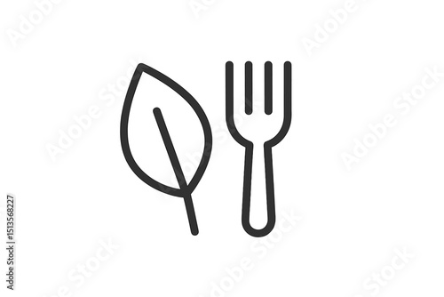 Symbol of sustainable eating with a leaf and fork representing plant-based cuisine