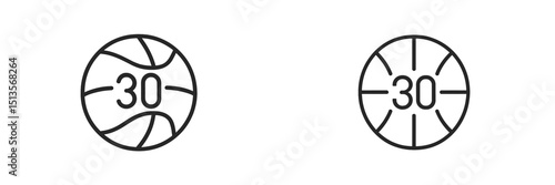 Basketball icons designed with the number 30, showcasing a minimalist style perfect for sports branding or graphics