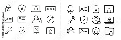 Collection of security icons representing data protection and privacy measures in modern technology