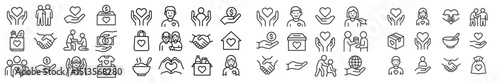 Diverse community icons illustrating support, care, and collaboration in various activities for a better society