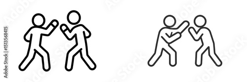 Two stick figures engaged in a playful fight representing a friendly competition in a minimalistic style