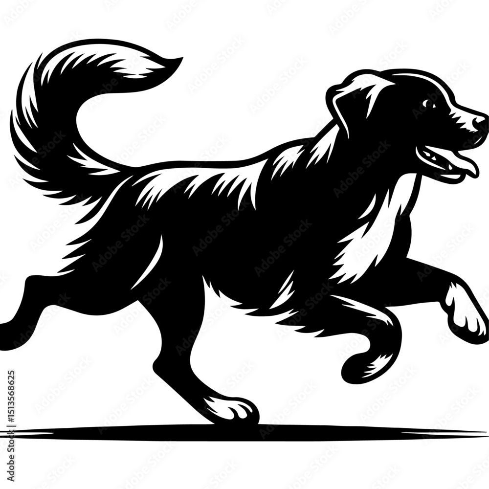 Obraz premium Running Dog Vector Silhouette Illustration Isolated on White Background for Creative Projects 