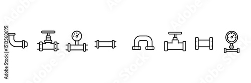 Illustrations of various plumbing components and equipment used in construction and maintenance of water systems