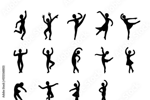 Dynamic silhouettes of dancers expressing joy and movement in a choreographed display of creativity
