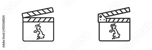 Clapperboard design featuring the shape of Great Britain for film production and creative projects