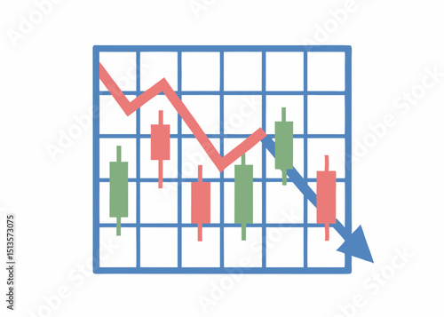 A stark visual of market downturn and economic loss reflecting financial anxiety with a simple chart and