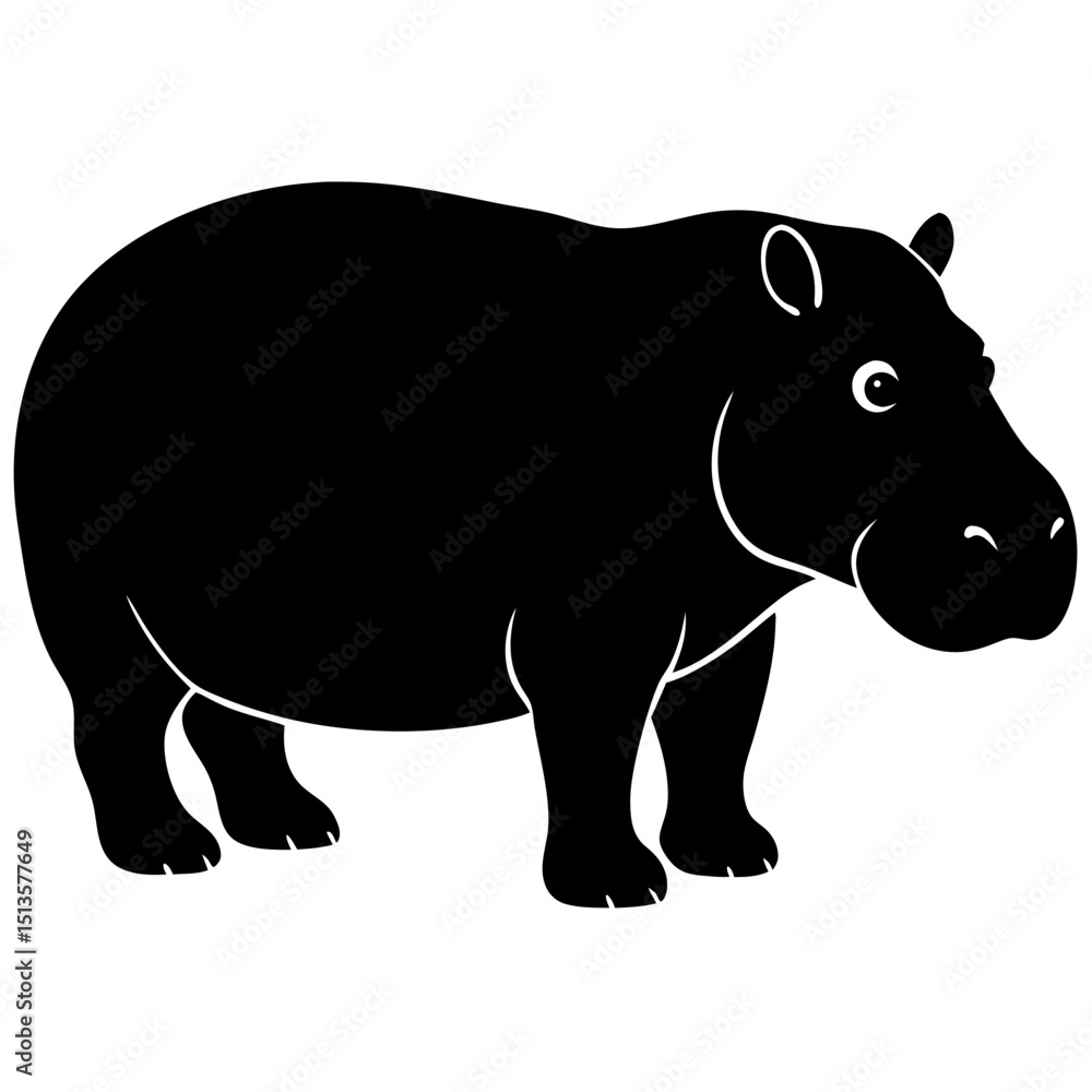 Fototapeta premium silhouette hippopotamus on white background