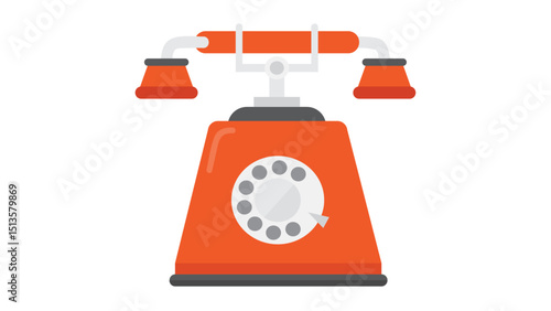 Red Vintage Rotary Telephone Icon
