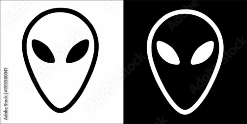 Aliens head. Alien black face illustration