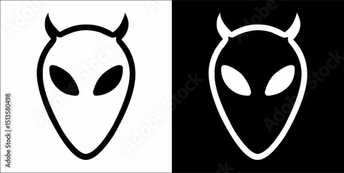 Aliens head. Alien black face illustration