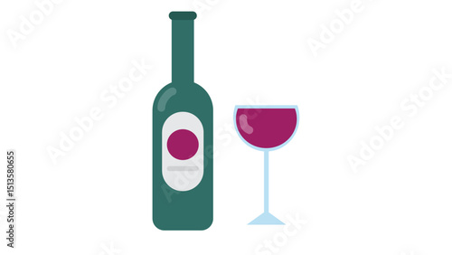 Wine Bottle and Glass Icon