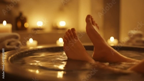 Wallpaper Mural Summer Spa Relaxation: Feet in Candlelit Bath Torontodigital.ca