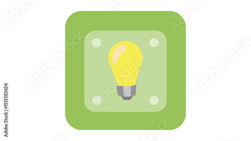 Lightbulb Idea Green Square Icon