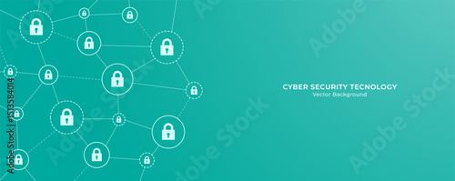 Concept of internet cybersecurity connection. Molecules and padlock abstract background for secure technology. Protection system. Vector illustration.