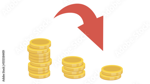 Red Down Arrow Decreasing Trend