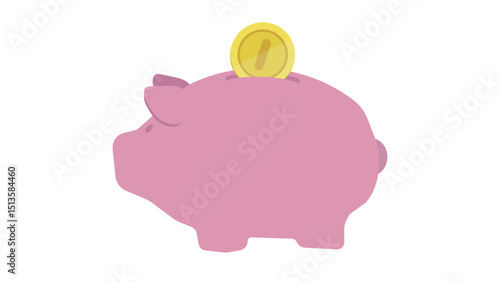 Pink Piggy Bank With Coin
